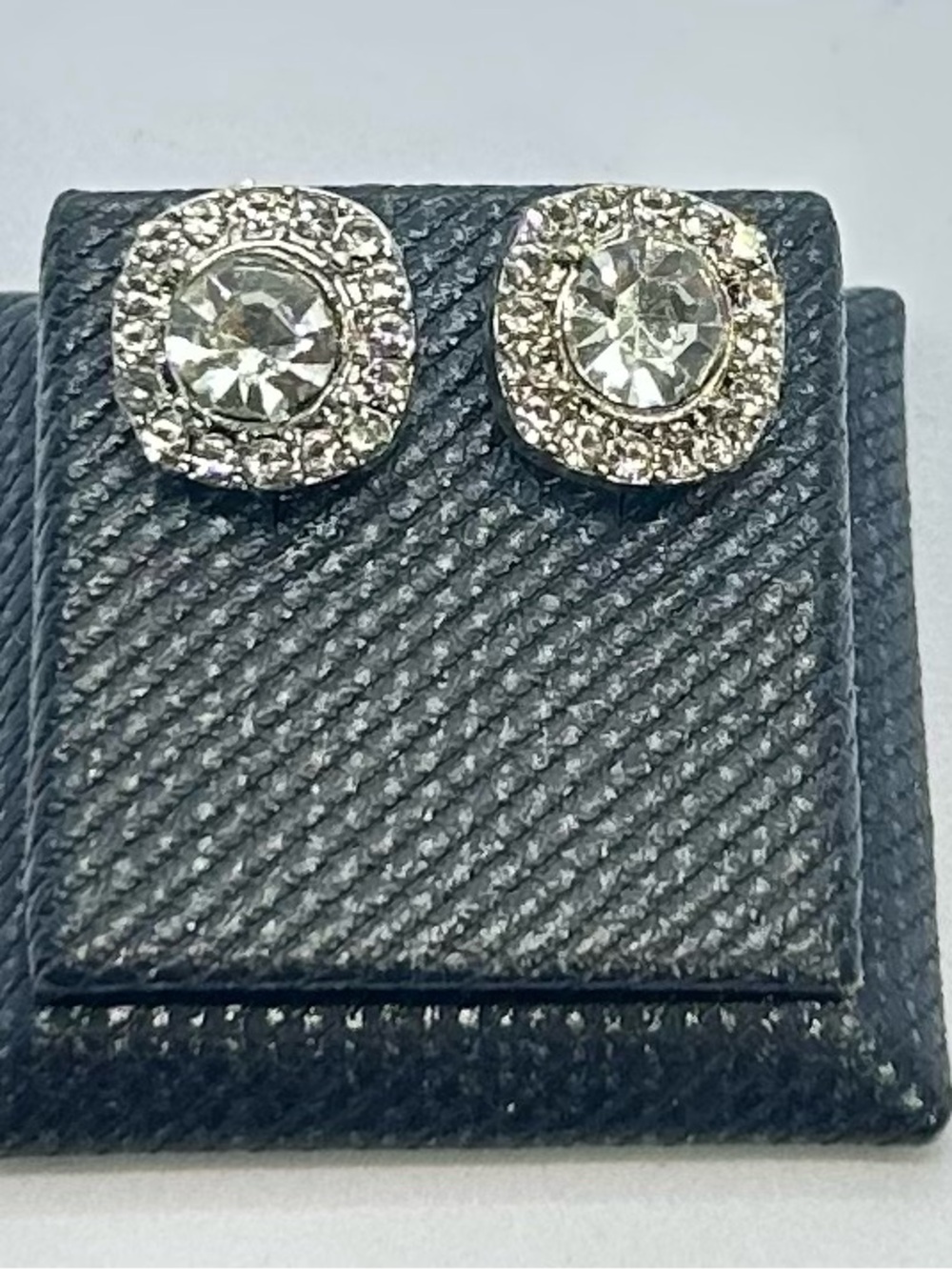 Clear Crystal Halo Stud Earrings - Women Jewelry